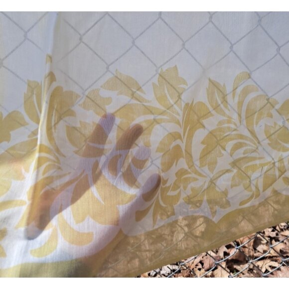 Vintage Organza Tablecloth XL Gold Floral Mid Century Banquet Party 100x63 - Picture 3 of 9